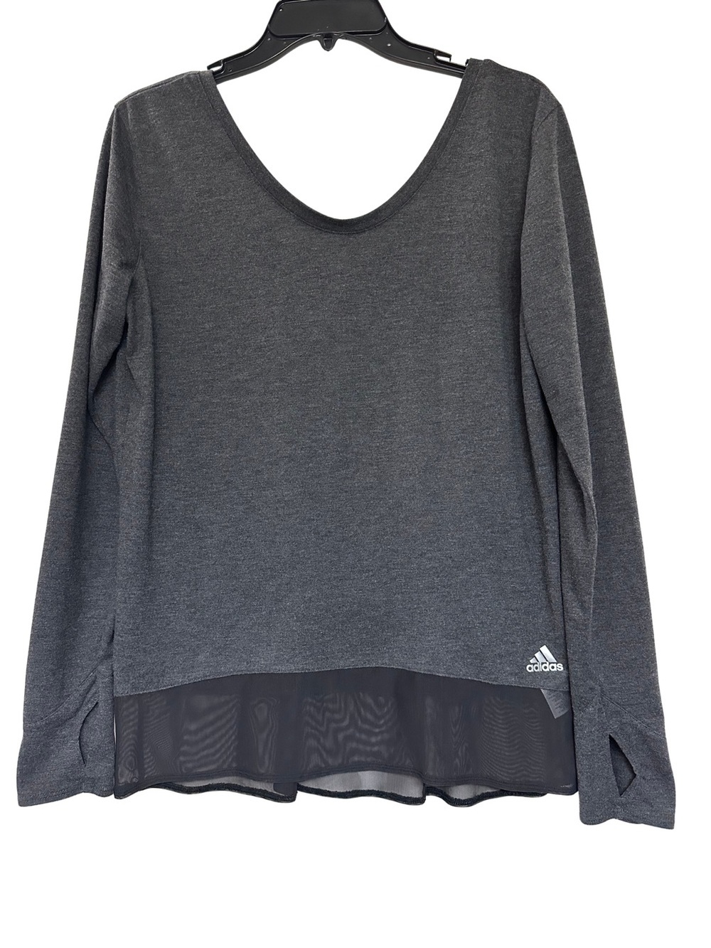 Adidas Climalite Gray Long Sleeve Top Mesh Hem Women’s Large